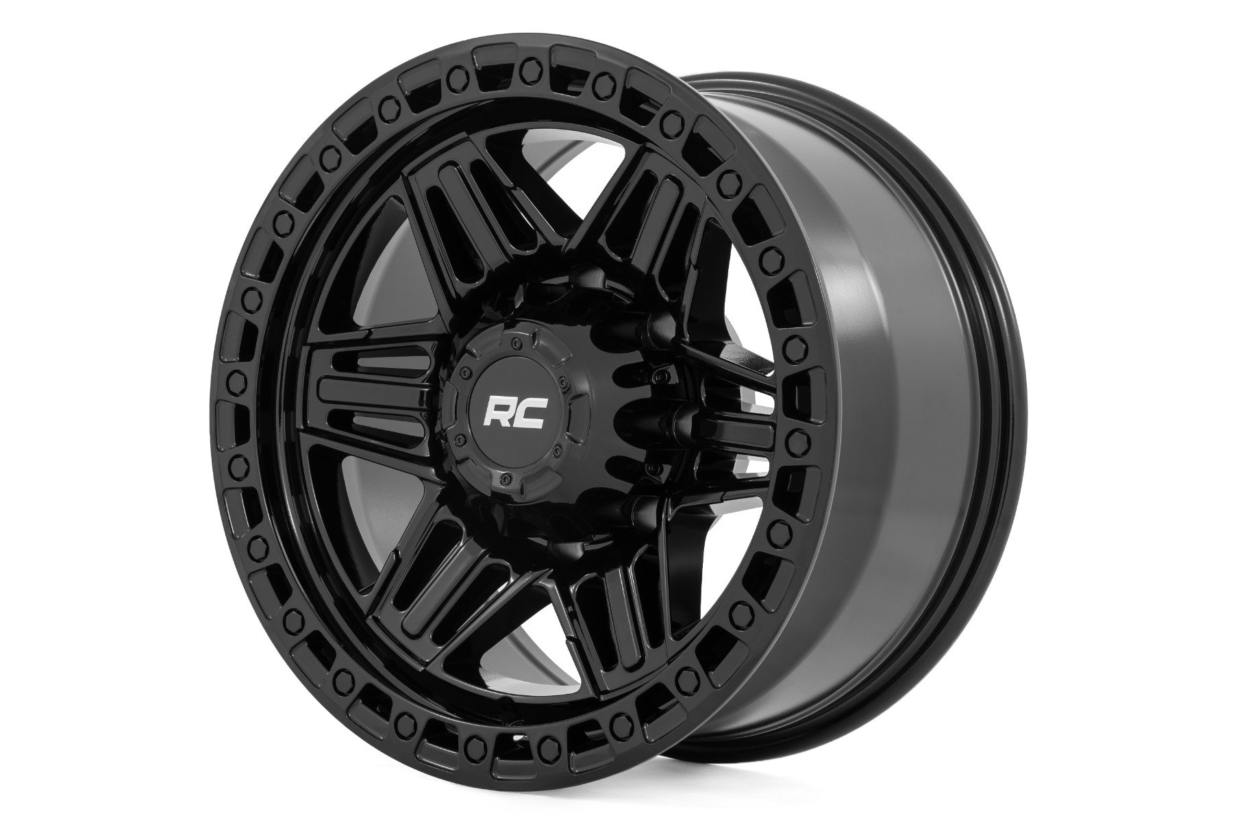 Rough Country 76 Series Wheel | Simulated Beadlock | Gloss Black | 17x9 | 6x5.5 | -12mm